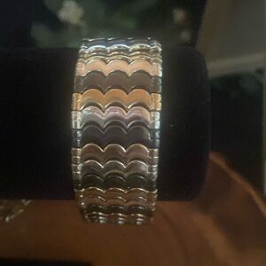 Silver, Gold and black stretch bracelet